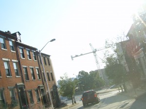 One of the many large cranes doing construction in Bmore