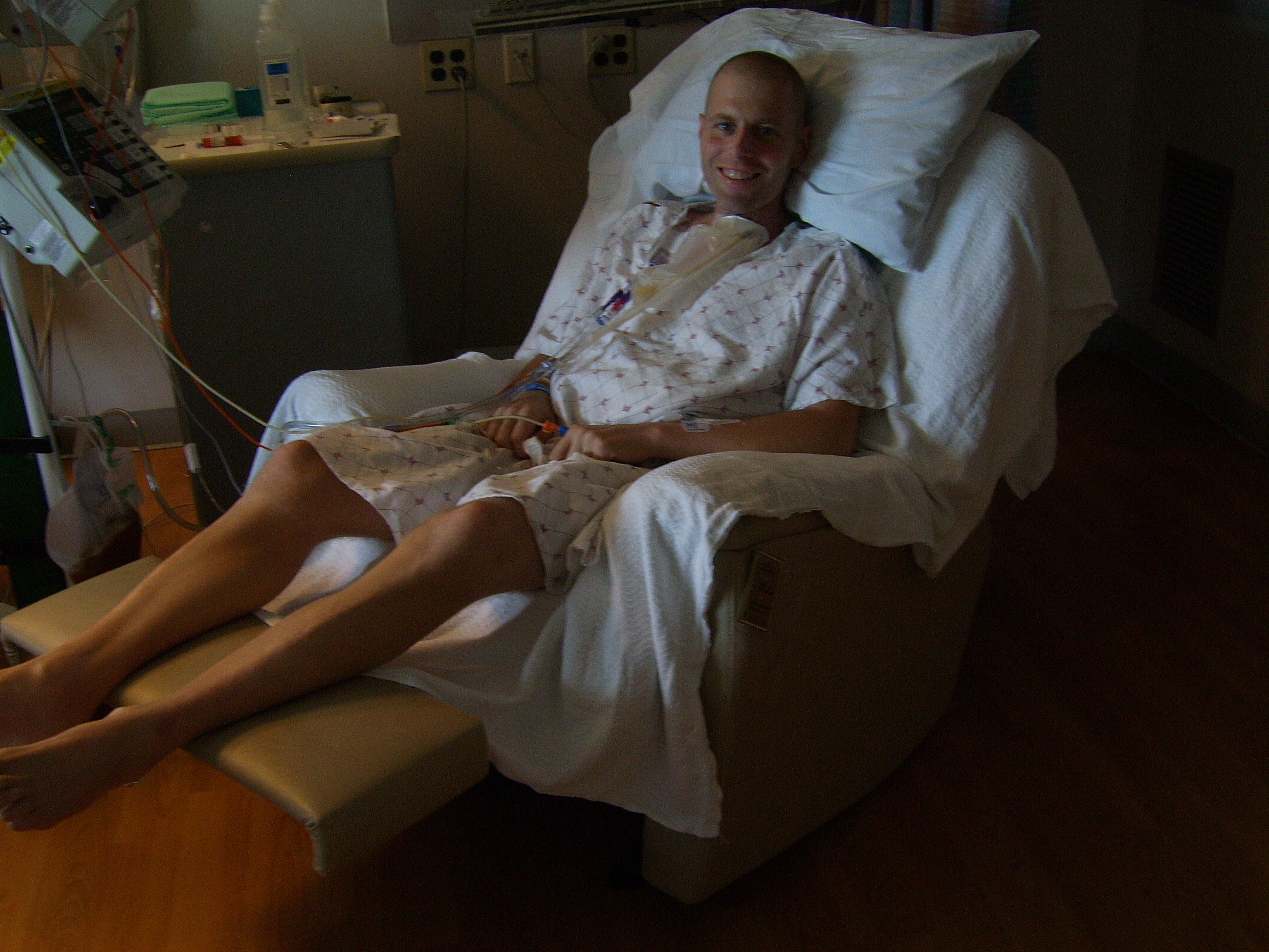 Kevin enjoying his new chair at the hospital!