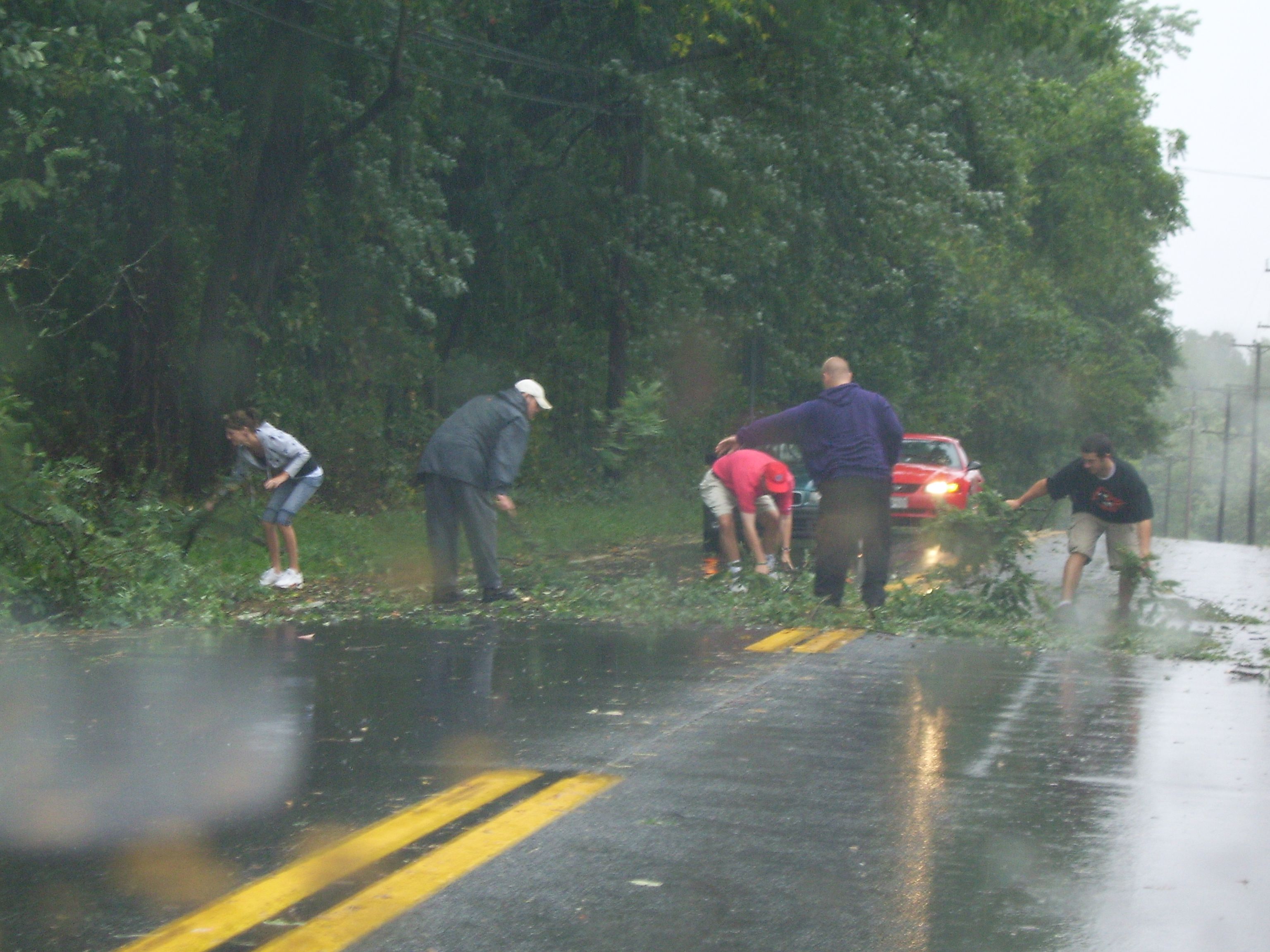 Tree Limbs Down-wonderful people clearing the road for us